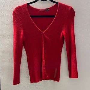 Prada vintage cardigan sweater, red,  size medium.